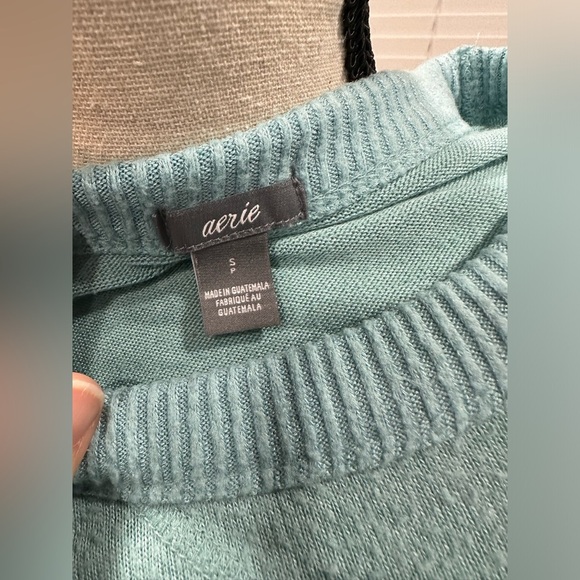 Aerie Small Knit Sweater Soft Oversized Boho Sweatshirt Blue Shirt - Picture 5 of 7